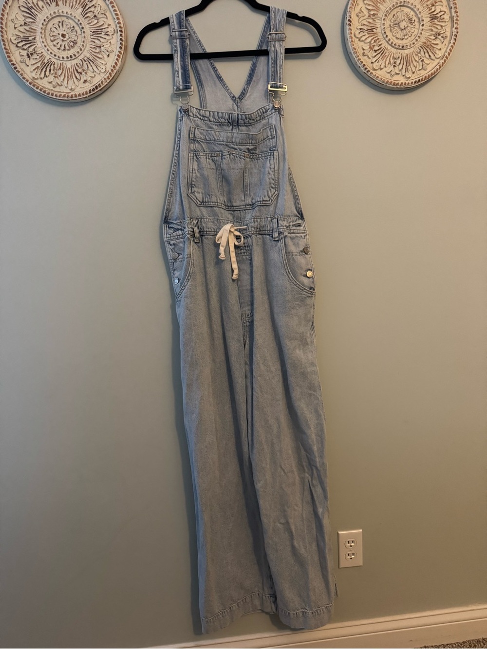 GAP Light Blue Denim Overalls with Drawstring Waist